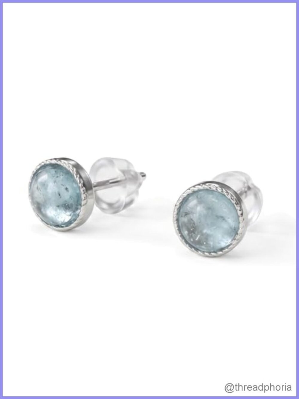 Natural Aquamarine Stud Earrings 925 Sterling Silver Hypoallergenic